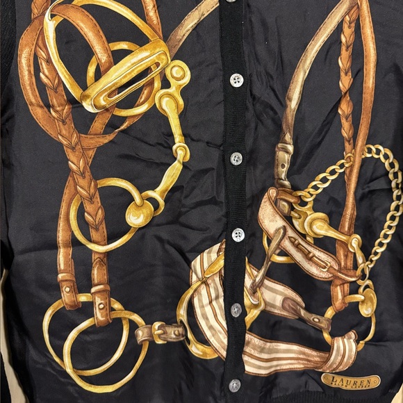 Vintage Ralph Lauren Black Silk-Cashmere Blend Cardigan size M - Picture 3 of 4